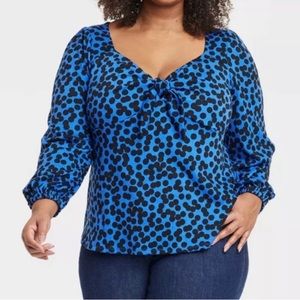 Ava & Viv Plus Size Royal Blue with Black Polka Dots 4X